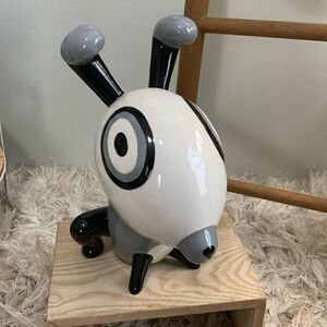 Zookidooki Ceramic Coin Bank Edamameme The Rabbit Black,Grey And Cream Colored
